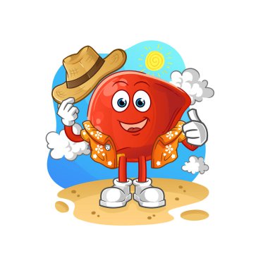 liver go on vacation. cartoon mascot vector