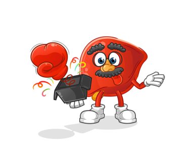 liver prank glove in the box. cartoon mascot