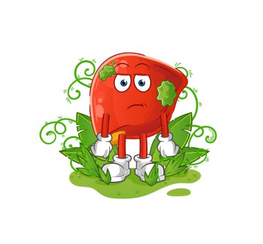 liver waiting too long mascot. cartoon vector