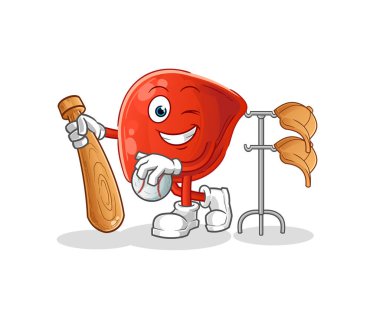 liver playing baseball mascot. cartoon vector