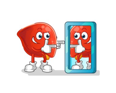 liver looking into mirror cartoon. cartoon mascot vector