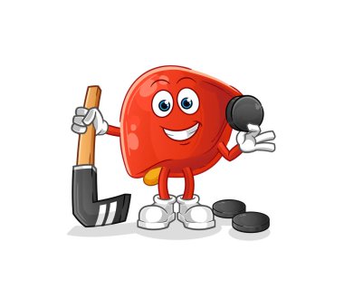 liver playing hockey vector. cartoon character