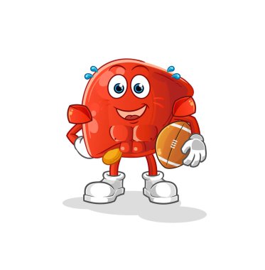 liver playing rugby character. cartoon mascot vector