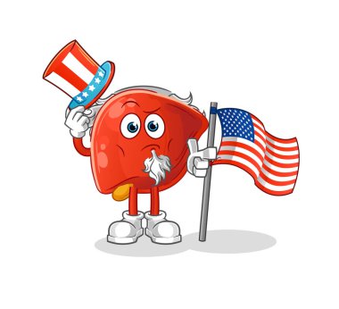 liver uncle sam character. cartoon mascot vector