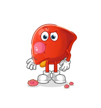 liver chewing gum vector. cartoon character