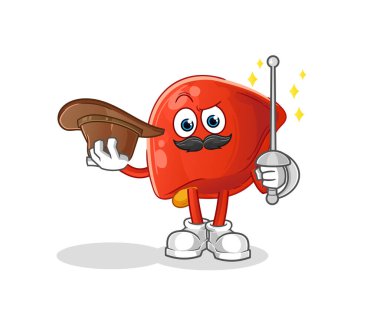 liver fencer character. cartoon mascot vector