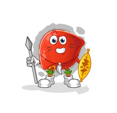 liver african tribal fighter mascot. cartoon vector