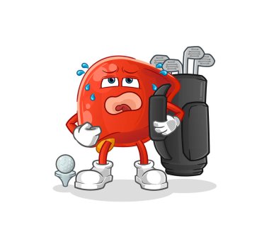 liver with golf equipment. cartoon mascot vector