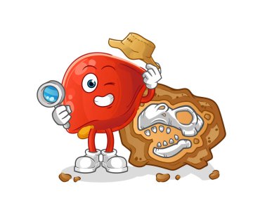 liver archaeologists with fossils mascot. cartoon vector