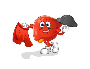 liver matador with red cloth illustration. character vector
