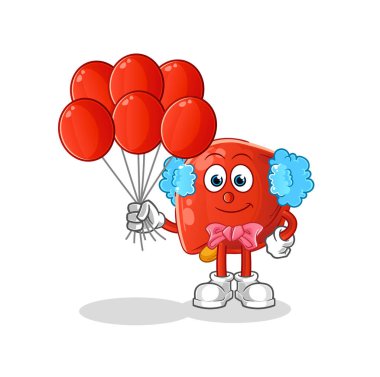 liver clown with balloons vector. cartoon character