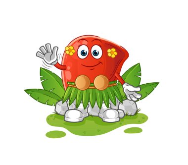 liver hawaiian waving character. cartoon mascot vector