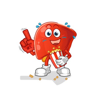 liver fan with popcorn illustration. character vector