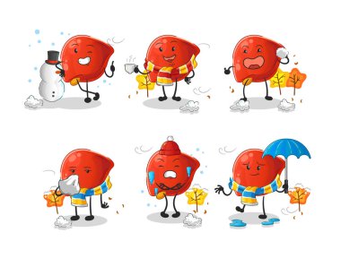liver in cold weather character mascot vector