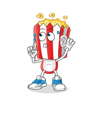 popcorn head cartoon eavesdropping vector. cartoon character