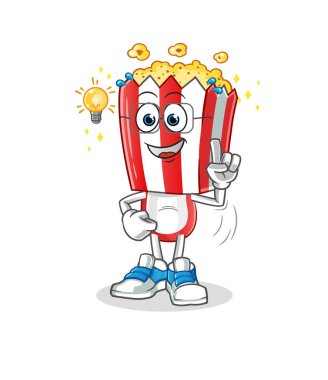 popcorn head cartoon got an idea. mascot vector