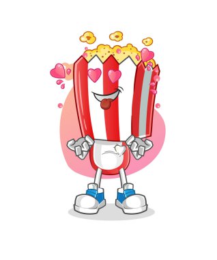popcorn head cartoon fallin love vector. cartoon character