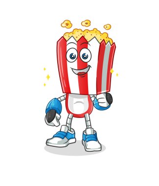 popcorn head cartoon robot character. cartoon mascot vector