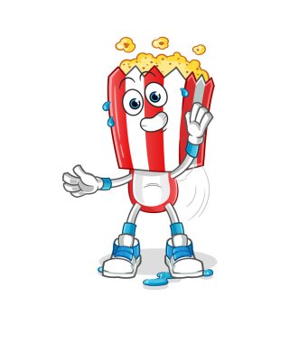 popcorn head cartoon stretching character. cartoon mascot vector