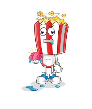 popcorn head cartoon no brain vector. cartoon character