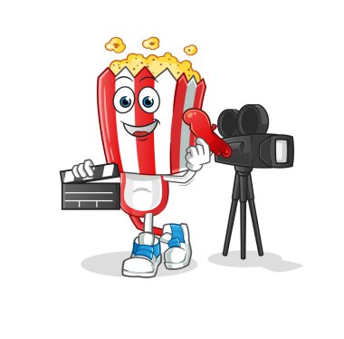 popcorn head cartoon director mascot. cartoon vector