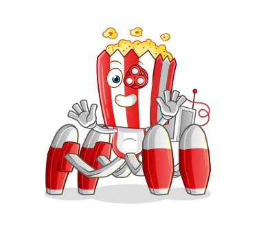 popcorn head cartoon future robot vector. cartoon character