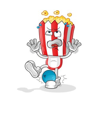 popcorn head cartoon hiten by bowling. cartoon mascot vector