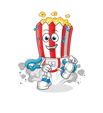 popcorn head cartoon runner character. cartoon mascot vector