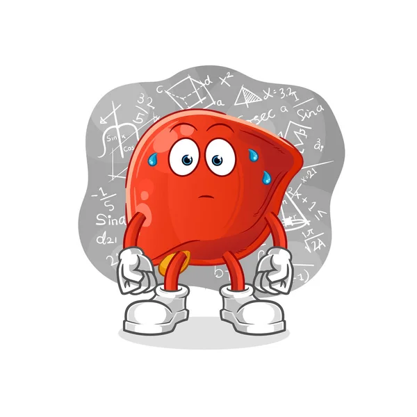 Liver Thinking Hard Vector Cartoon Character — Stock Vector