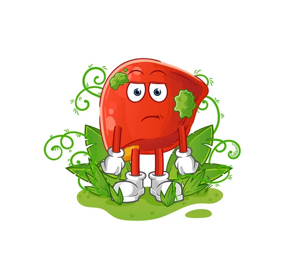 Liver Waiting Too Long Mascot Cartoon Vector — Vetor de Stock