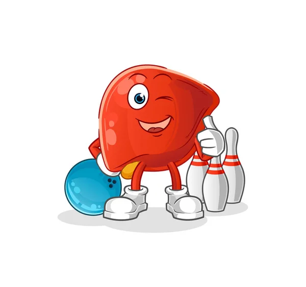 Liver Play Bowling Illustration Character Vector — Vettoriale Stock