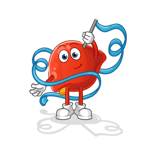 Liver Rhythmic Gymnastics Mascot Cartoon Vector — ストックベクタ