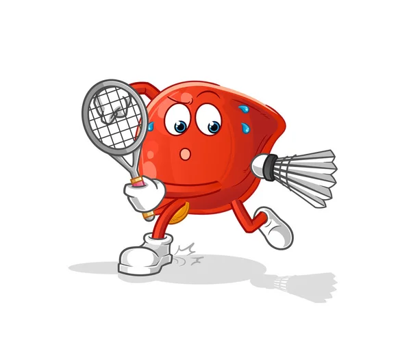 Liver Playing Badminton Illustration Character Vector — Stock Vector