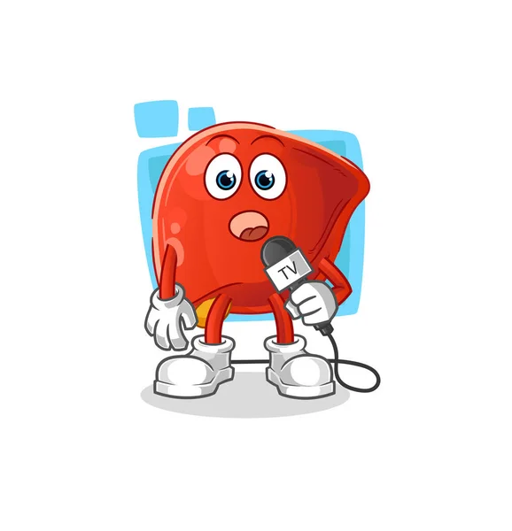 Liver Reporter Cartoon Cartoon Mascot Vector — Stock Vector
