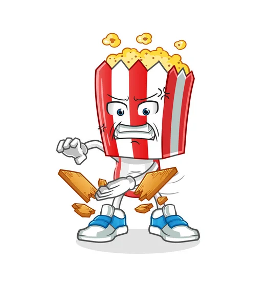 Popcorn Head Cartoon Karate Mascot Cartoon Vector — 图库矢量图片