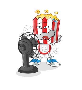 popcorn head cartoon in front of the fan character. cartoon vector