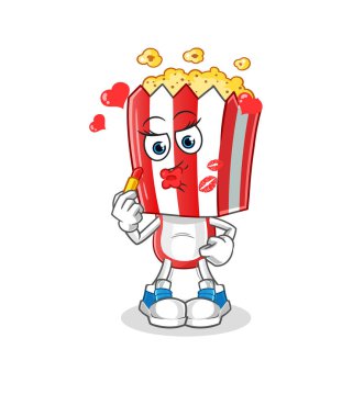 popcorn head cartoon make up mascot. cartoon vector