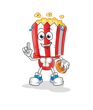popcorn head cartoon playing rugby character. cartoon vector