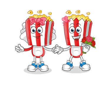 popcorn head cartoon wedding. cartoon mascot vector