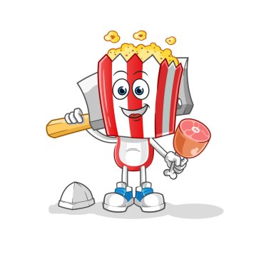 popcorn head cartoon Butcher illustration. character vector