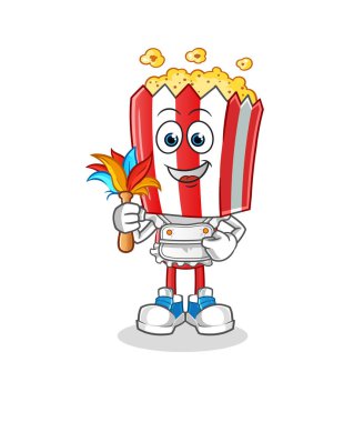 popcorn head cartoon maid mascot. cartoon vector