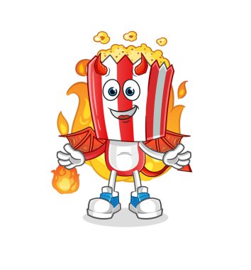 popcorn head cartoon demon with wings character. cartoon vector