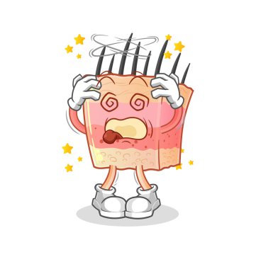 skin structure dizzy head mascot. cartoon vector