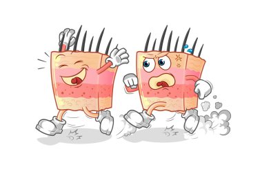 skin structure play chase cartoon. cartoon mascot vector