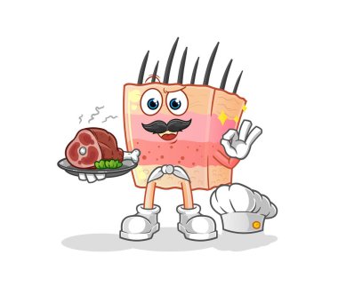 skin structure chef with meat mascot. cartoon vector
