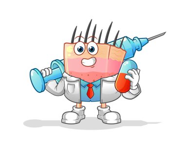 skin structure doctor holding medichine and injection