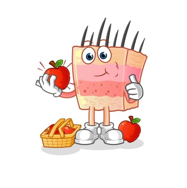 skin structure eating an apple illustration. character vector