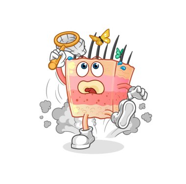 skin structure catch butterfly illustration. character vector