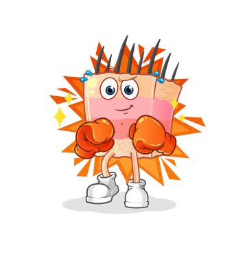 skin structure boxer character. cartoon mascot vector