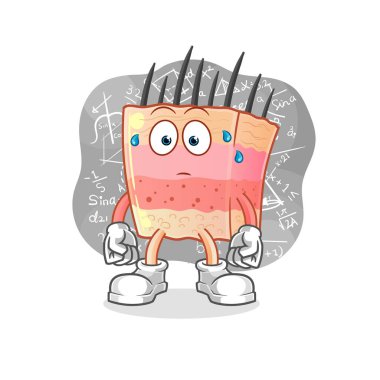 skin structure thinking hard vector. cartoon character